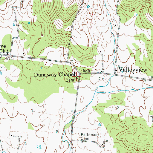 Topographic Map of Dunaway Chapel, TN