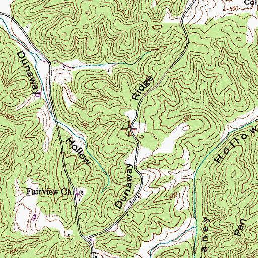 Topographic Map of Dunaway Ridge, TN