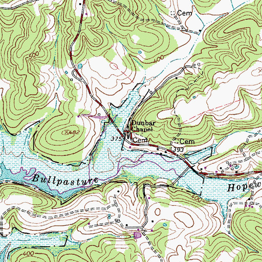 Topographic Map of Dunbar Chapel, TN
