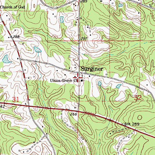 Topographic Map of Union Grove Church, AL
