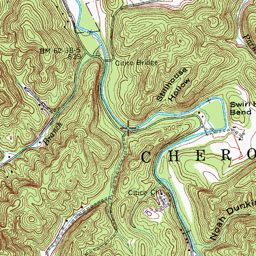 Topographic Map of Duncan Branch, TN