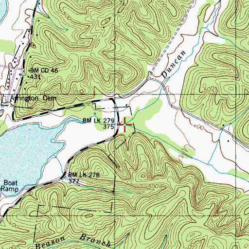 Topographic Map of Duncan Branch, TN