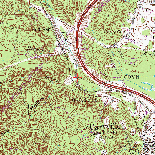 Topographic Map of Duncan Branch, TN