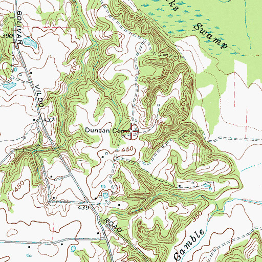 Topographic Map of Duncan Cemetery, TN