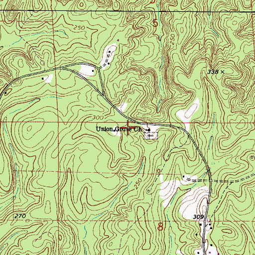 Topographic Map of Union Grove Baptist Church, AL