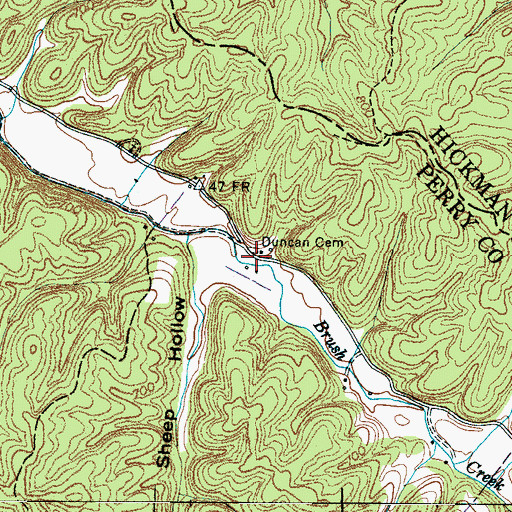 Topographic Map of Duncan Cemetery, TN