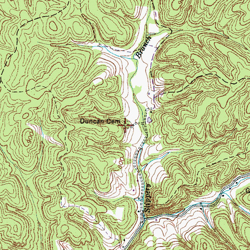 Topographic Map of Duncan Cemetery, TN