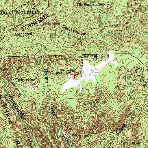 Topographic Map of Duncan Cemetery, TN