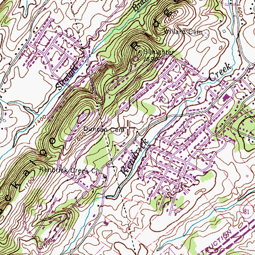 Topographic Map of Duncan Cemetery, TN
