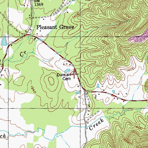 Topographic Map of Duncan Cemetery, TN