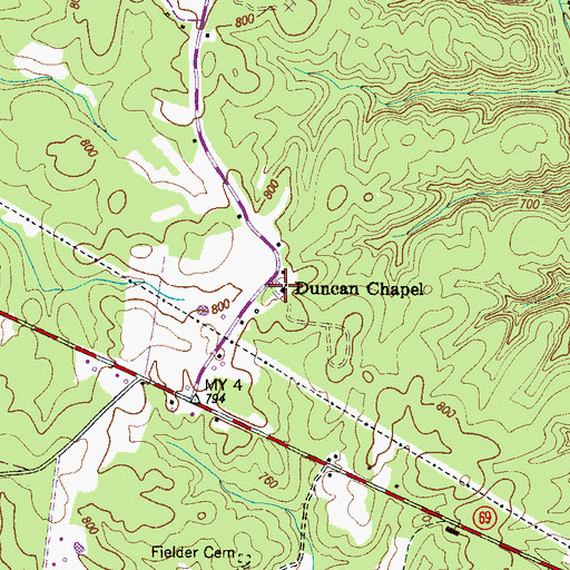 Topographic Map of Duncan Chapel, TN