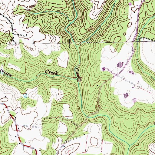 Topographic Map of Duncan Creek, TN