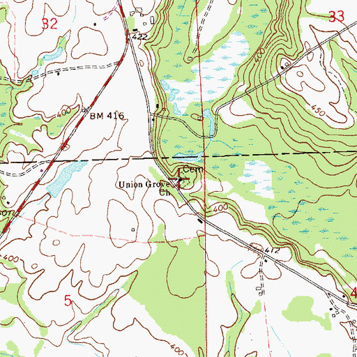 Topographic Map of Union Grove Church, AL