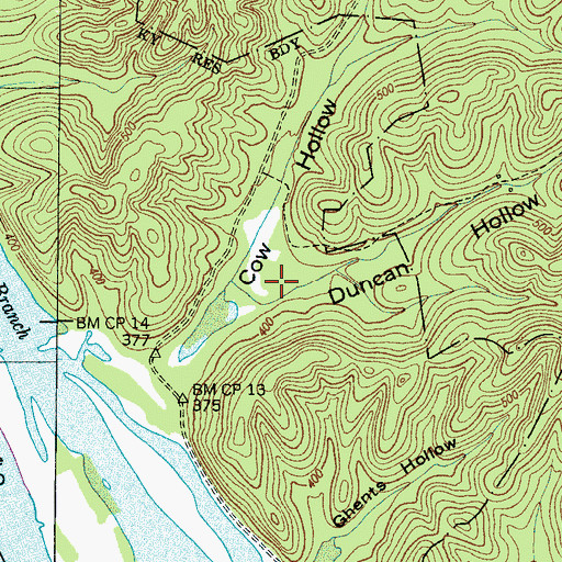 Topographic Map of Duncan Hollow, TN