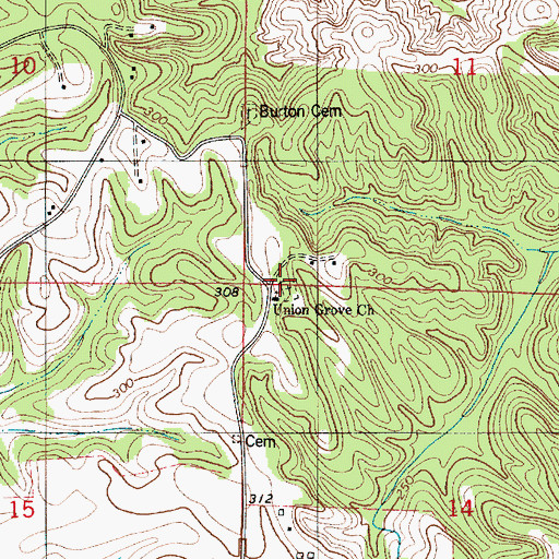 Topographic Map of Union Grove Church, AL