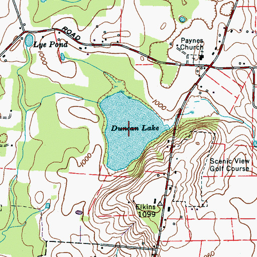 Topographic Map of Duncan Lake, TN