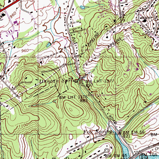 Topographic Map of Duncan Spring, TN