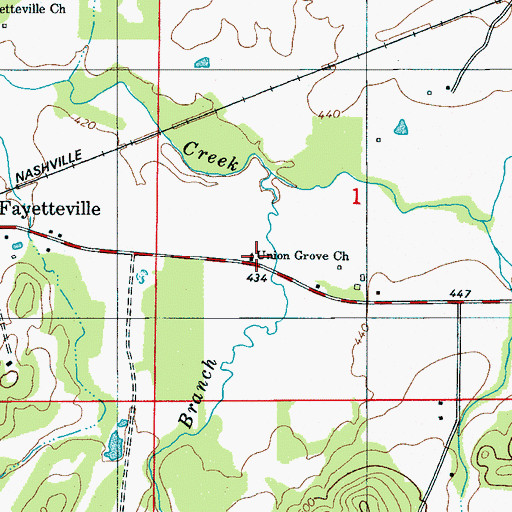 Topographic Map of Union Grove Church, AL