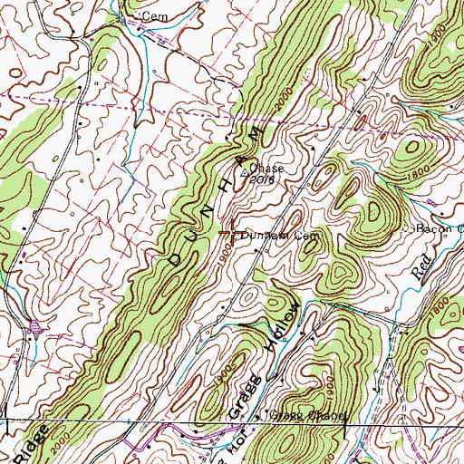 Topographic Map of Dunham Cemetery, TN