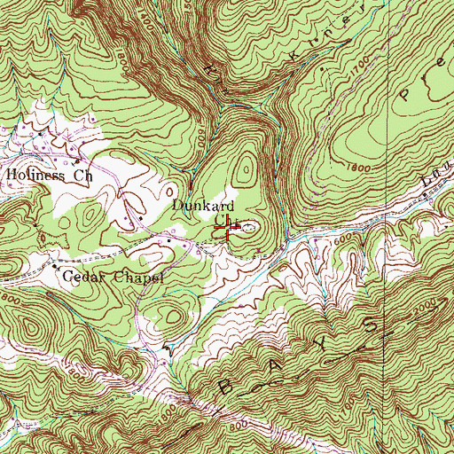 Topographic Map of Dunkard Church, TN