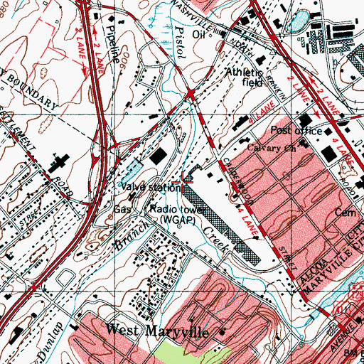 Topographic Map of Dunlap Branch, TN