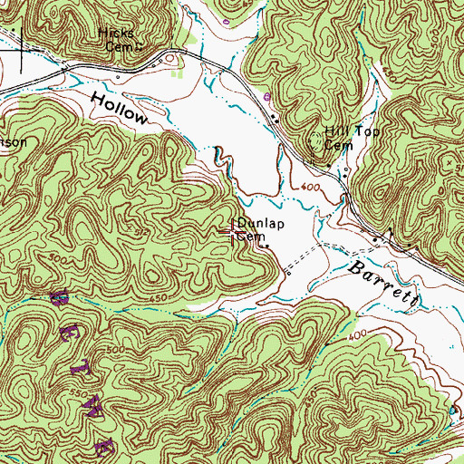 Topographic Map of Dunlap Cemetery, TN