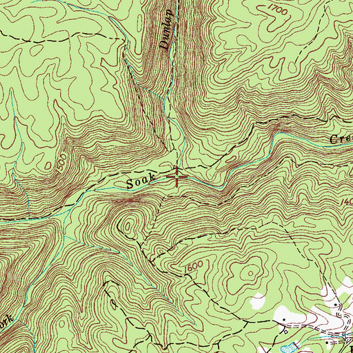 Topographic Map of Dunlap Creek, TN