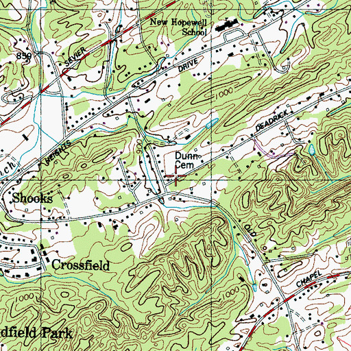 Topographic Map of Dunn Cemetery, TN
