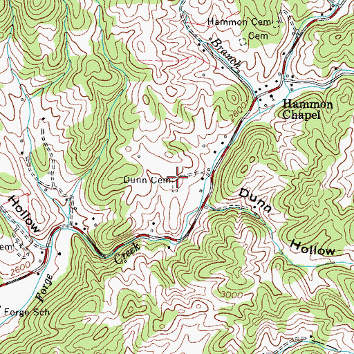 Topographic Map of Dunn Cemetery, TN