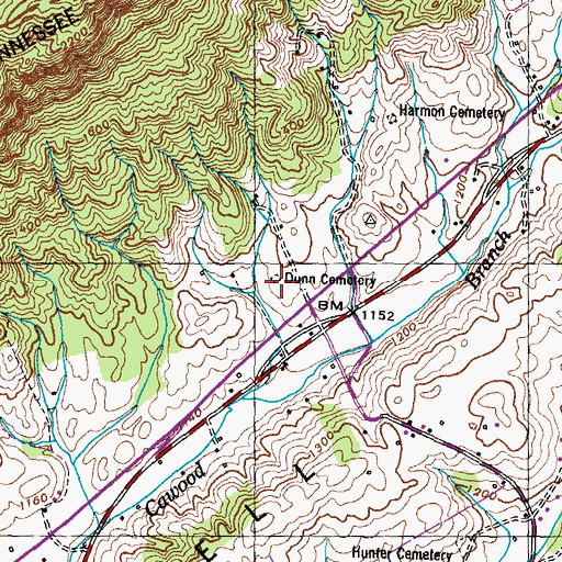 Topographic Map of Dunn Cemetery, TN