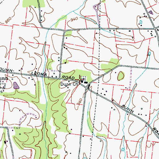 Topographic Map of Dunn Church, TN