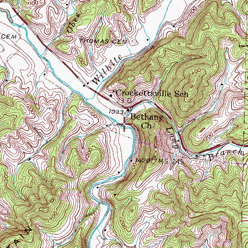 Topographic Map of Dunn Creek, TN