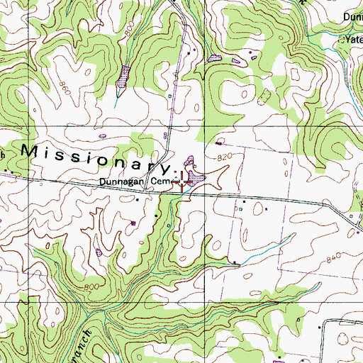 Topographic Map of Dunnagan Cemetery, TN