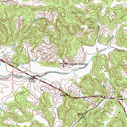 Topographic Map of Dupree Cemetery, TN