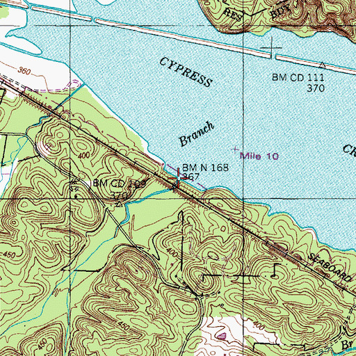 Topographic Map of Durdin Branch, TN