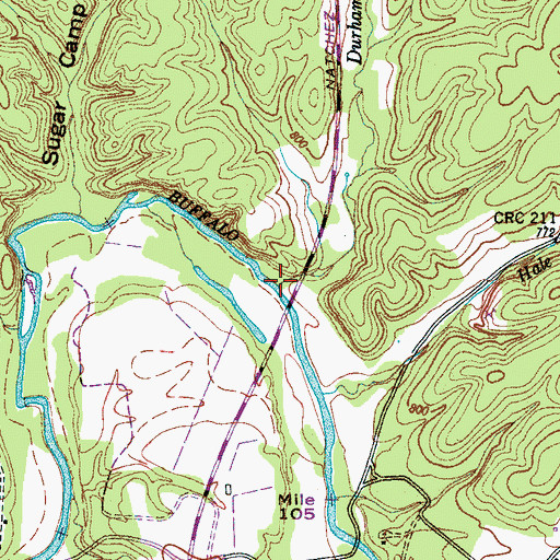 Topographic Map of Durham Branch, TN