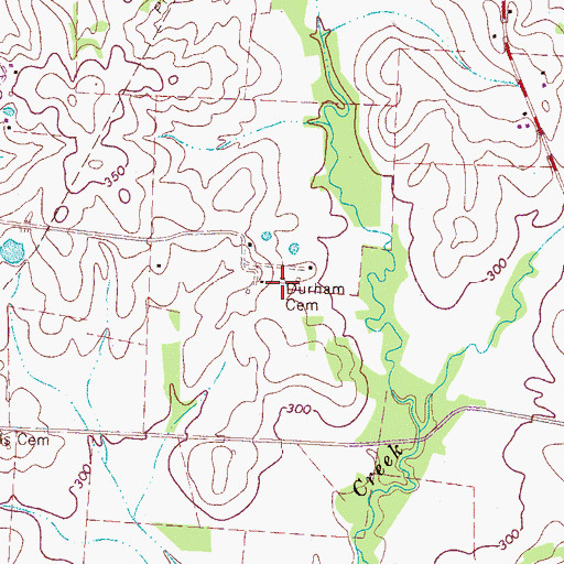 Topographic Map of Durham Cemetery, TN