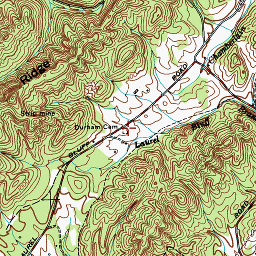 Topographic Map of Durham Cemetery, TN