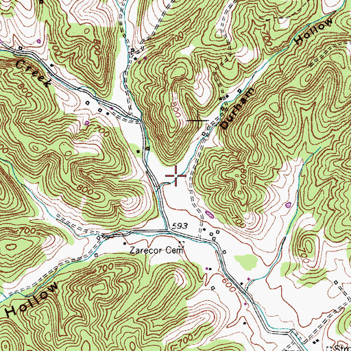 Topographic Map of Durham Hollow, TN