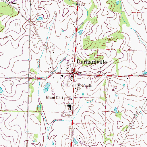 Topographic Map of Durhamville, TN
