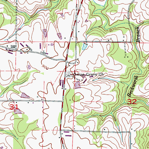 Topographic Map of Union Grove Baptist Church, AL