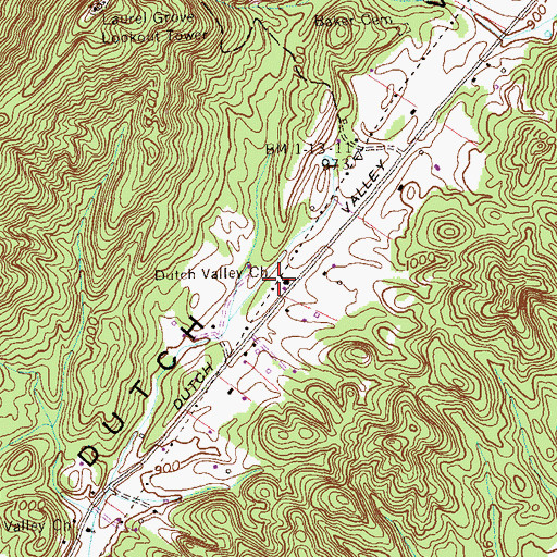 Topographic Map of Dutch Valley Church, TN