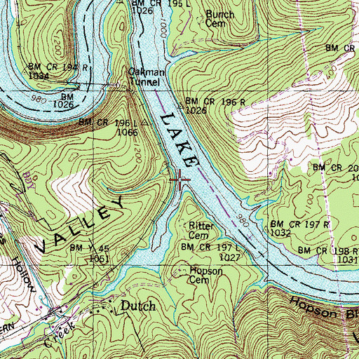 Topographic Map of Dutch Valley Creek, TN