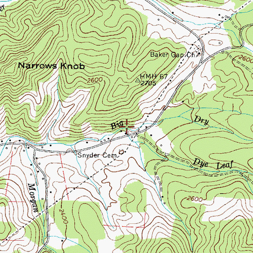 Topographic Map of Dye Leaf Branch, TN