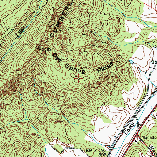 Topographic Map of Dye Spring Ridge, TN