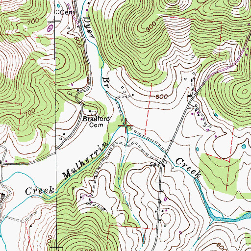 Topographic Map of Dyer Branch, TN