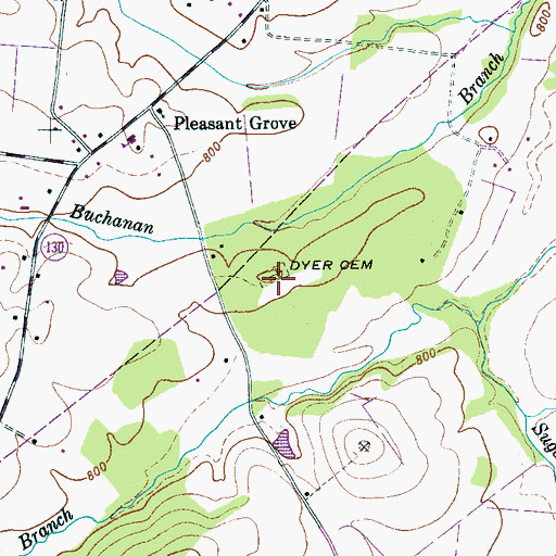 Topographic Map of Dyer Cemetery, TN