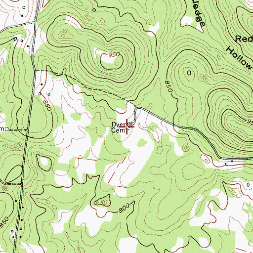 Topographic Map of Dyer Cemetery, TN