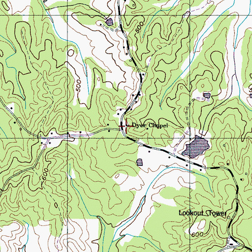 Topographic Map of Dyer Chapel, TN