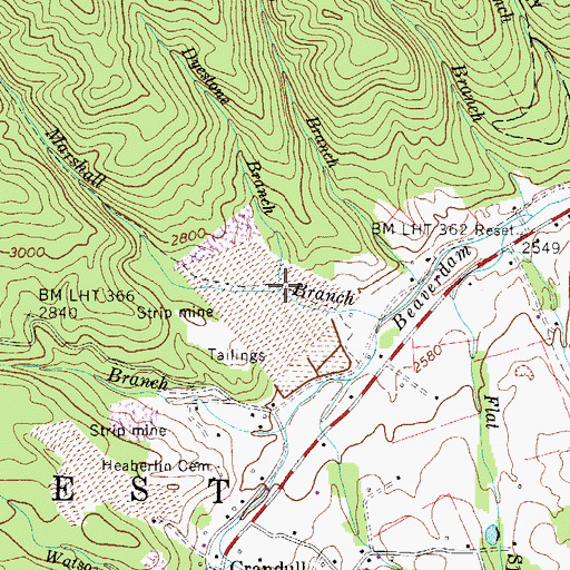 Topographic Map of Dyestone Branch, TN